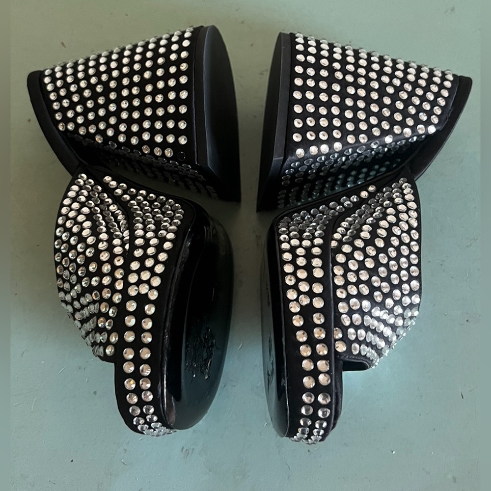 Simon Miller SLICE Platform Rhinestone  Mule Block Flared Heel Sandals Shoes 35 - Picture 6 of 13